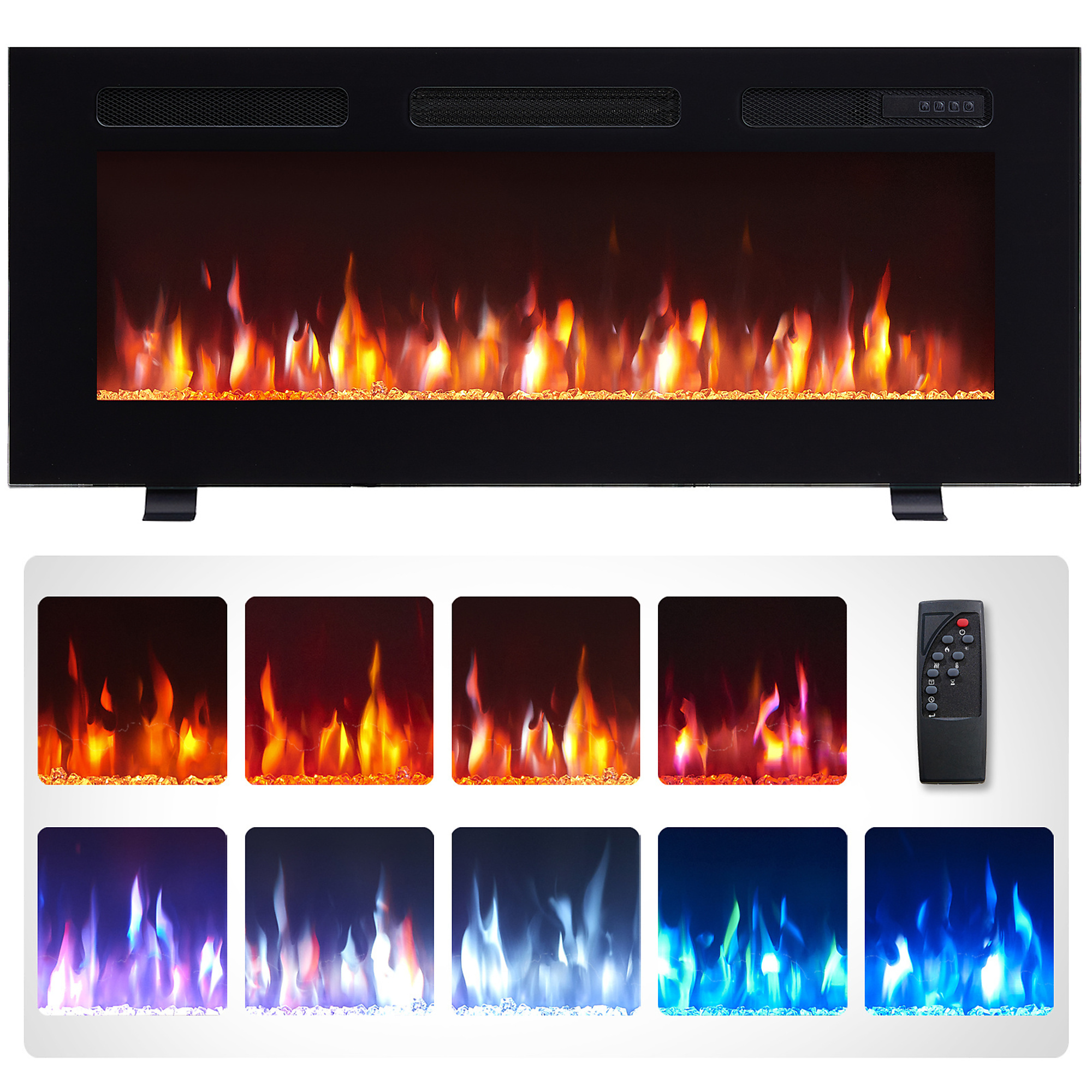 EdenDirect Electric Fireplace — 40in., Freestanding and Wall Mounted, Remote Control, Multi-Color Flame, Model# NTEEF450B